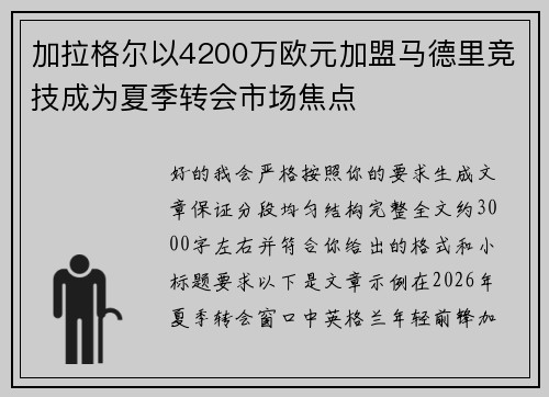 加拉格尔以4200万欧元加盟马德里竞技成为夏季转会市场焦点